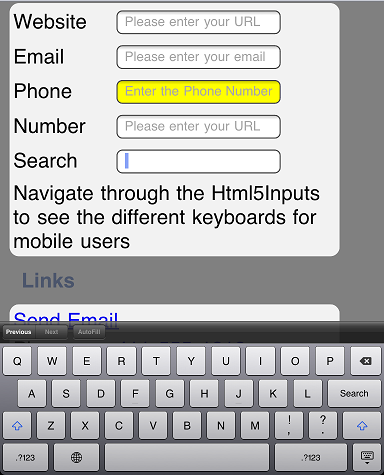 iPad Search Keyboard