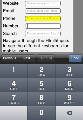 iPhone Number Keyboard