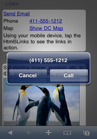 iPhone Phone Number popup